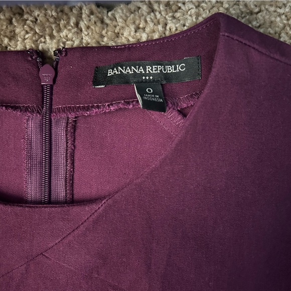W Banana Republic Burgundy Wine Sheath Midi Dress Size 0 |E5 - Picture 3 of 8